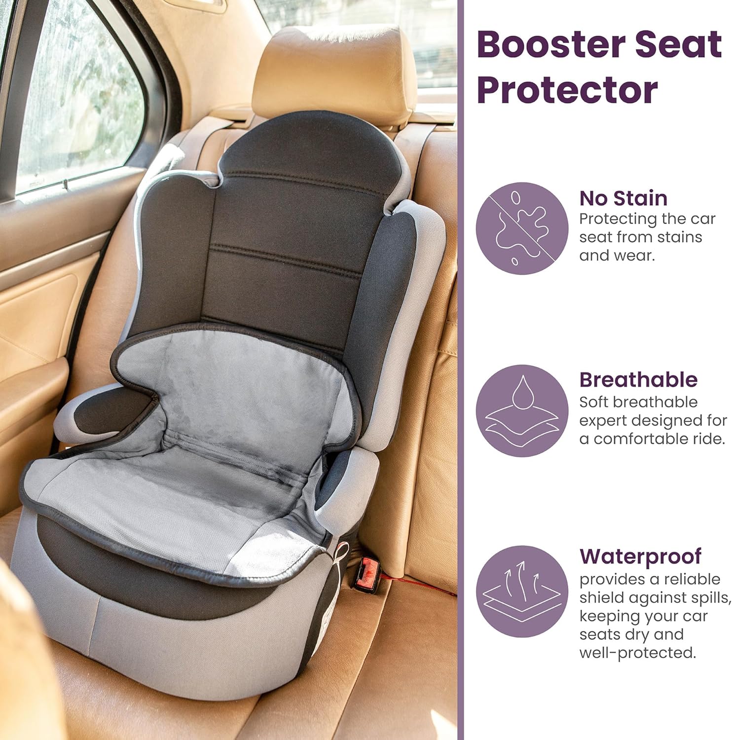 Booster Seat Protector, No Buckle Hole - Grey Lynmark