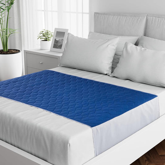 Double Size Bed Pad With Tucks - Anti-Stain Navy Lynmark