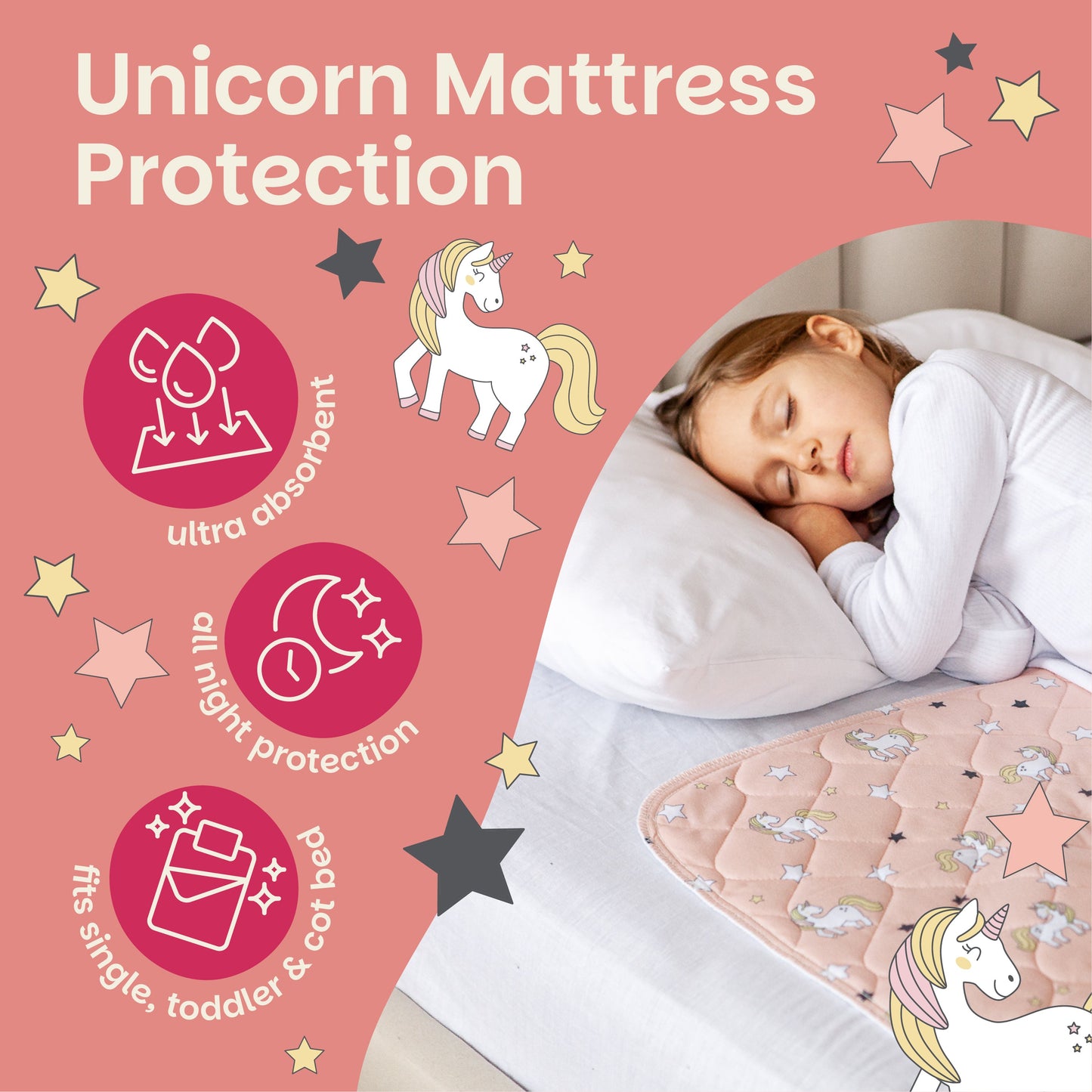 Potty Training Bed Pad Without Tucks - Unicorn Lynmark