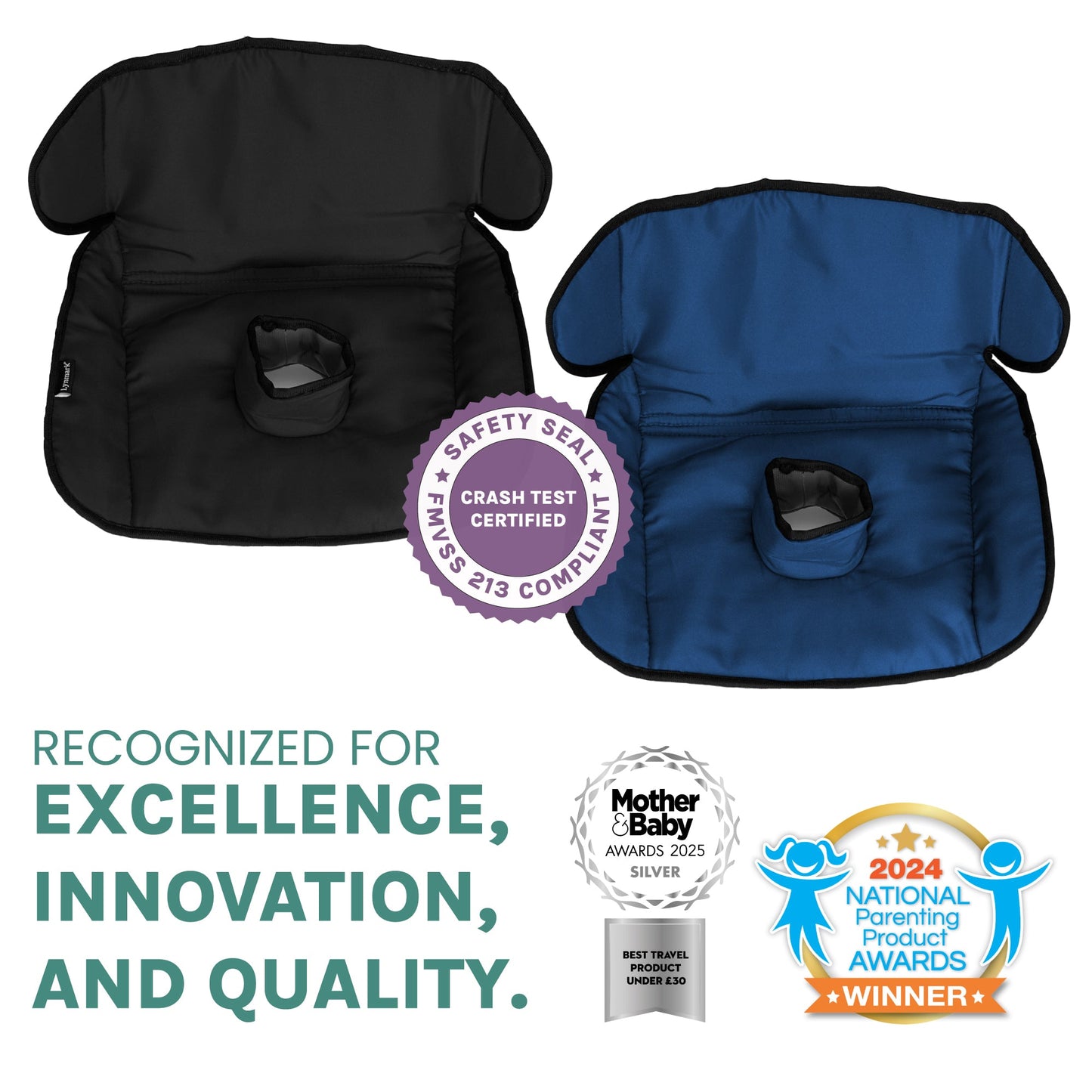 Lynmark® 2X Piddle Pads Car Seat Protector - Waterproof Soft Car Seat Liner for Potty Training Toddler and Baby - Travel-Friendly Machine Washable Mat for Spills, Nappy Leaks, Accidents- Navy & Black Lynmark