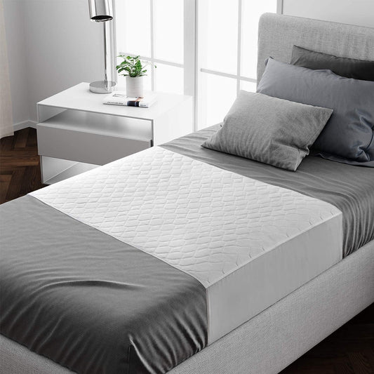 Single Size Bed Pad With Tucks - White (Available in 1 or 2 Packs) Lynmark