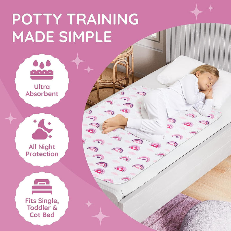 Potty Training Bed Pad For Toddler Single Size Bed Rainbow