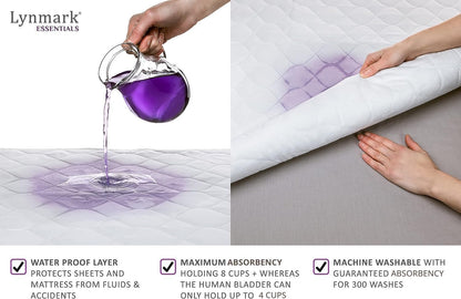 Lynmark® Double Size Bed Pad Non-Slip - White Lynmark