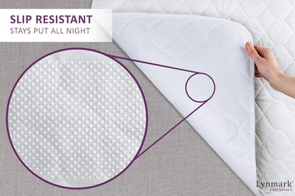 Lynmark® Double Size Bed Pad Non-Slip - White Lynmark