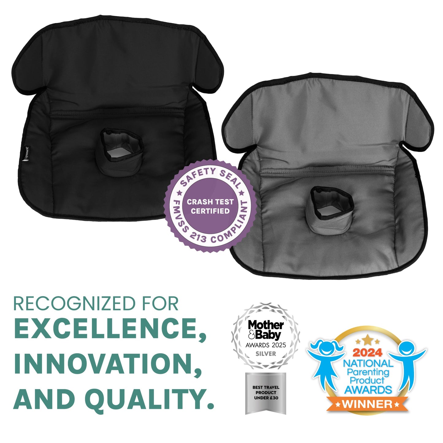 Lynmark® 2x Piddle Pads Car Seat Protector - Waterproof Soft Car Seat Liner for Potty Training Toddler and Baby - Travel-Friendly Machine Washable Mat for Spills, Nappy Leaks, Accidents - Grey & Black Lynmark
