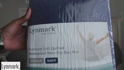 Lynmark® Double Size Bed Pad Non-Slip - Anti-Stain Navy