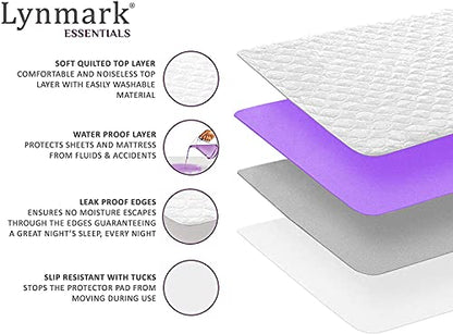 Washable Bed Protector/Pad with Tucks - Pack of 2- Double Bed Size| Best Kylie Sheet Mattress Protector for Incontinence & Bed wetting | 100% Waterproof mat & Absorbs 8 Cups+ | (Double Bed Size (x2) Lynmark