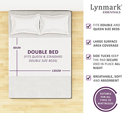 Washable Bed Protector/Pad with Tucks - Pack of 2- Double Bed Size| Best Kylie Sheet Mattress Protector for Incontinence & Bed wetting | 100% Waterproof mat & Absorbs 8 Cups+ | (Double Bed Size (x2) Lynmark